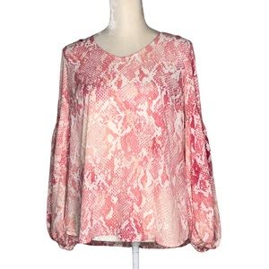 CAbi Bethany Blouse Pink Snakeskin Size S